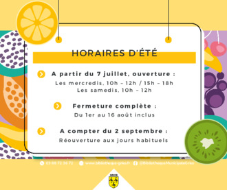 Bibliothèque - Horaires d'été 