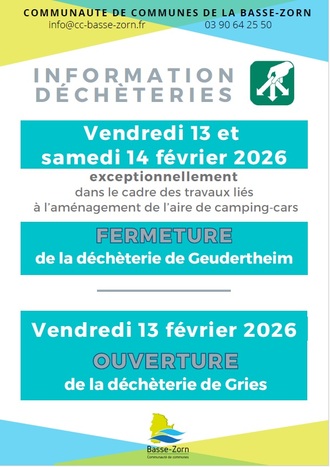 Ouverture exceptionnelle de la déchèterie le 13/02